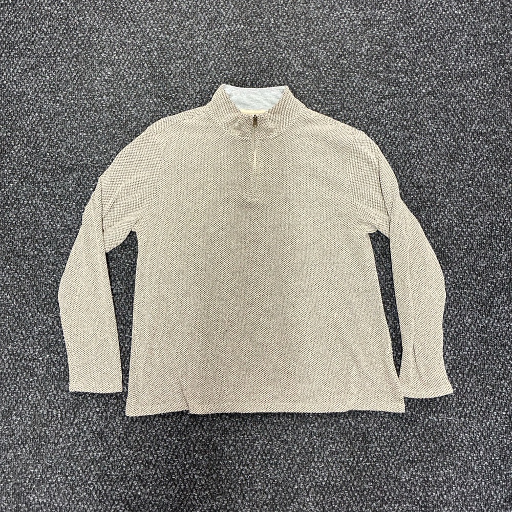 Thomas Sterling Beige/Khaki Pullover Quarter-Zip Knit Sweater Size XL